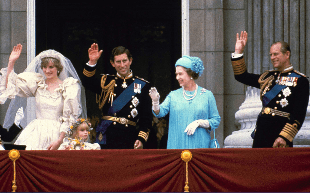 Чарльз і Діана з королевою Єлизаветою II та принцом Філіпом