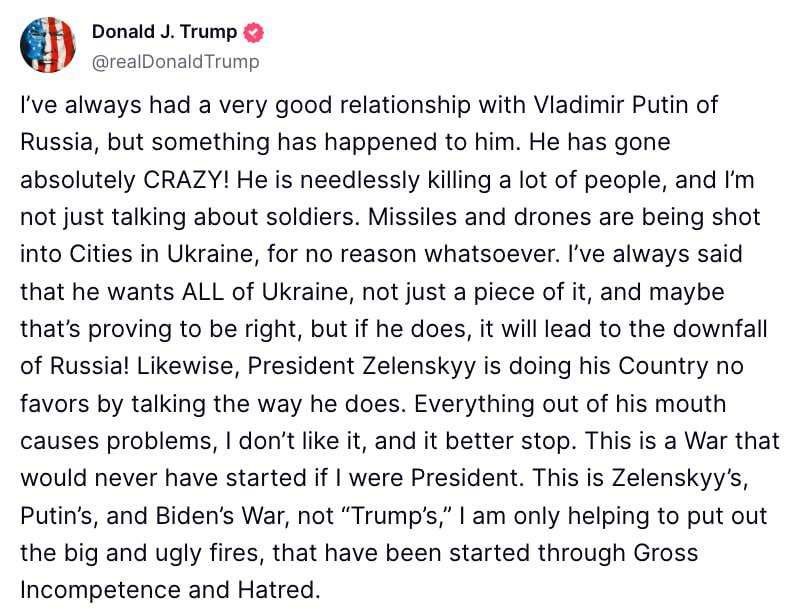 Трамп,Трамп назвав Путіна божевільним,Що Трамп сказав про Путіна Трамп Що Трамп сказав про Путіна