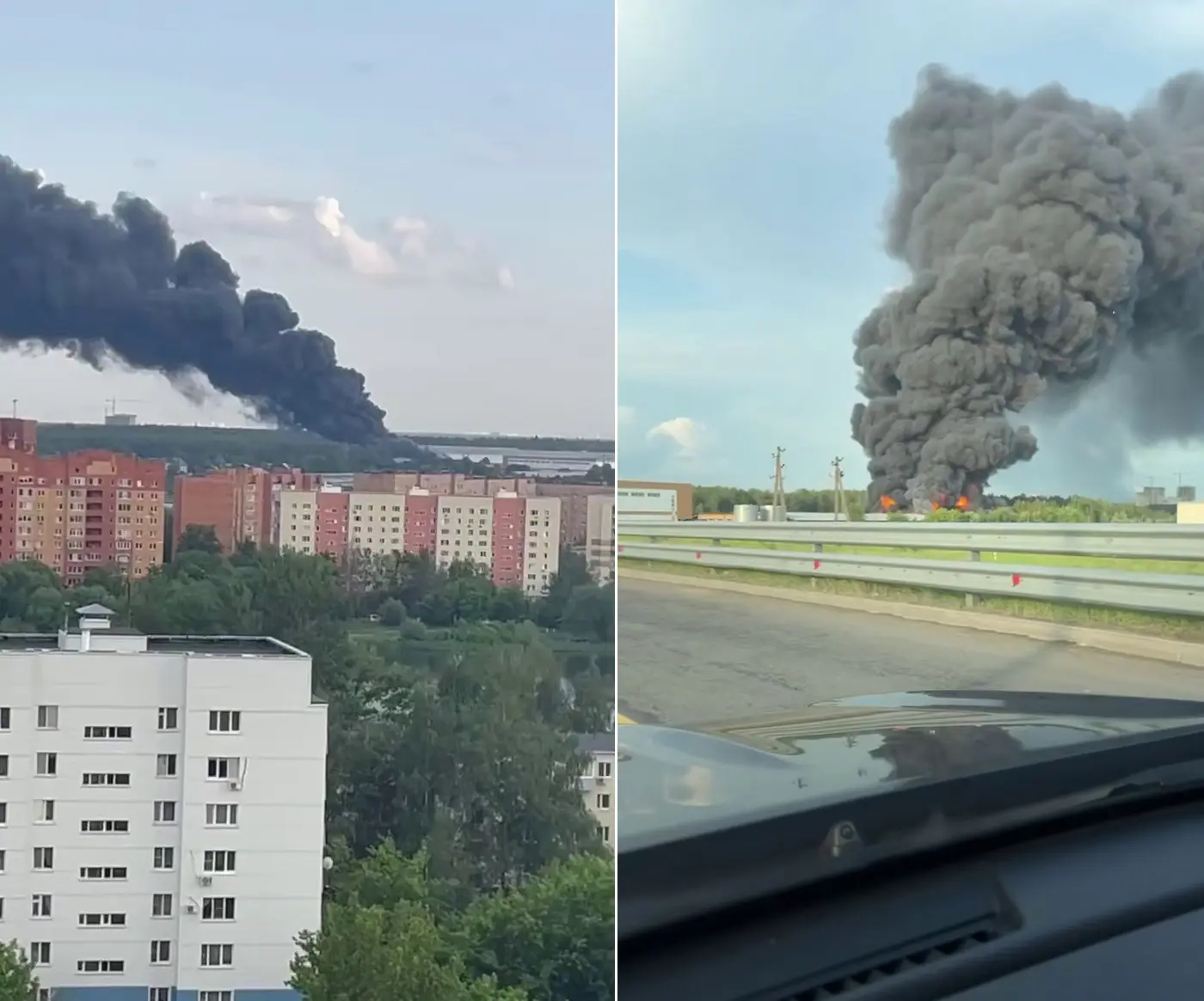 Масштабна пожежа з вибухами у Підмосков’ї: вогонь охопив склад паливних матеріалів