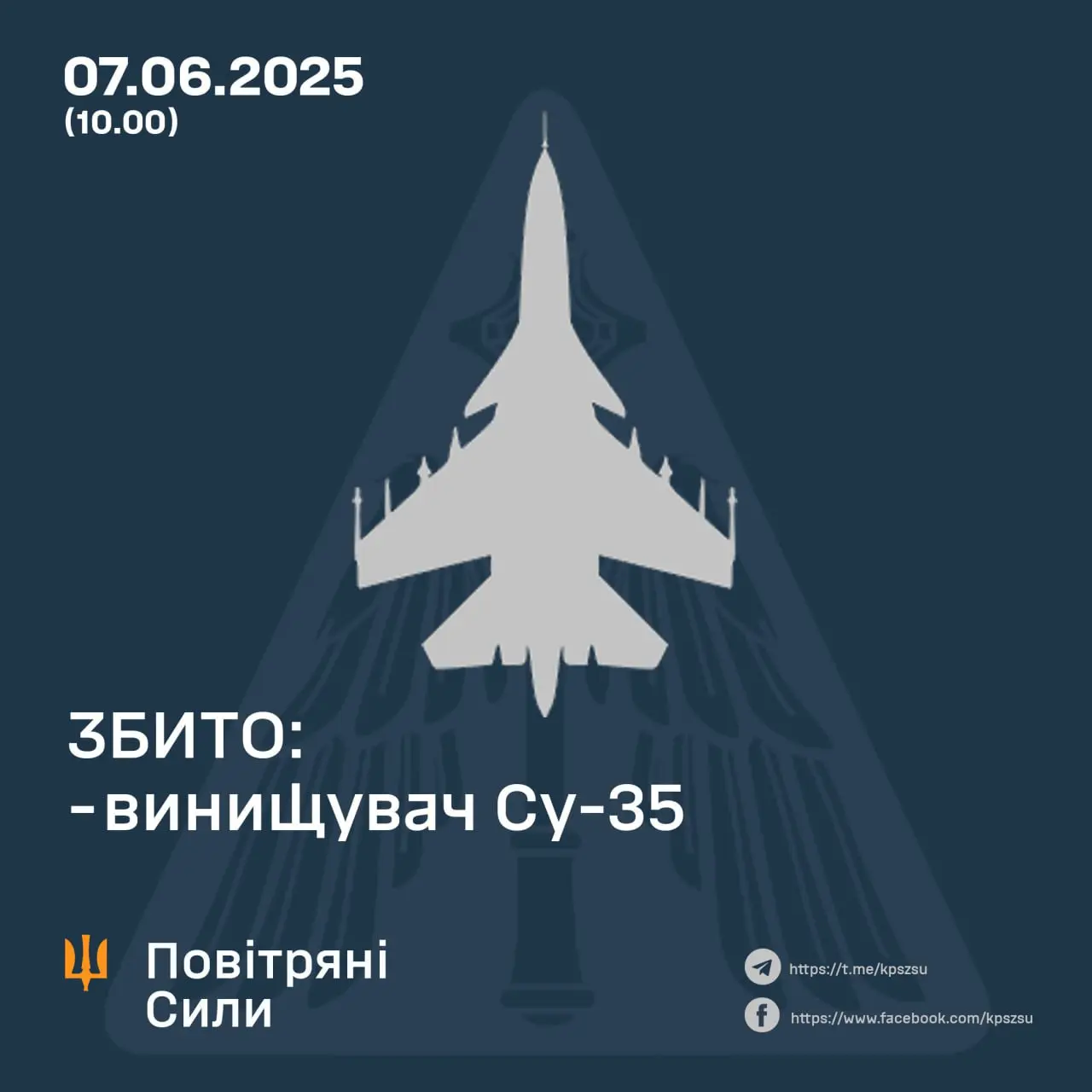 ЗСУ збили російський винищувач Су-35 на Курському напрямку