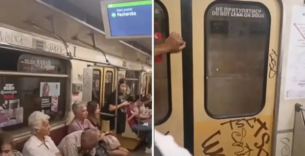 Інцидент в метро,Вандали у київському метро малюють графіті,київський метрополітен Інцидент в метро Вандали у київському метро малюють графіті