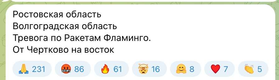 Росіяни оголосили тривогу через ракети “Фламінго”