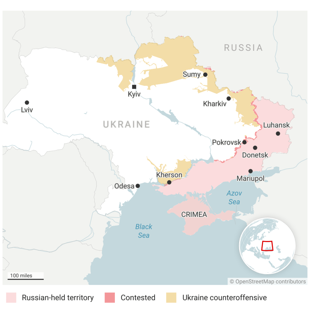 США,Європа,гарантії безпеки для України,НАТО США Мапа бойових дій та окупованих територій України